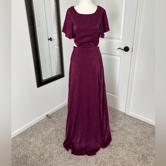 NWT lulu’s long dress maxi dress dark red burgundy women’s size small Small - Picture 4 of 16